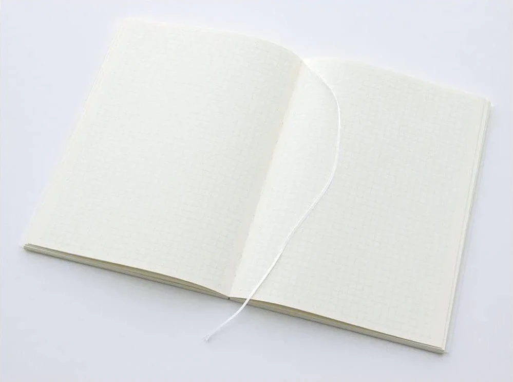 paper notebook open to blank page