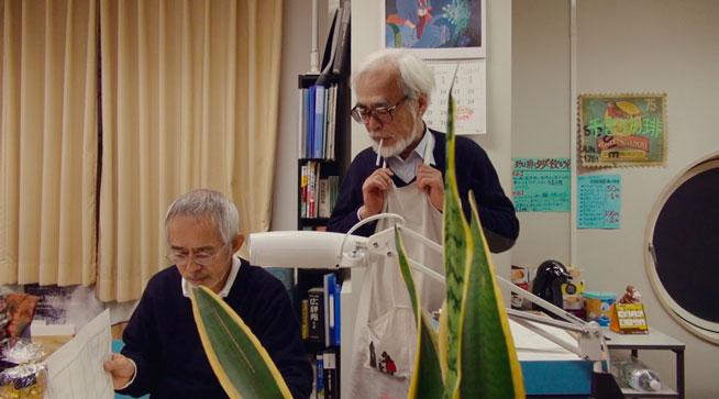 Miyazaki reviewing work