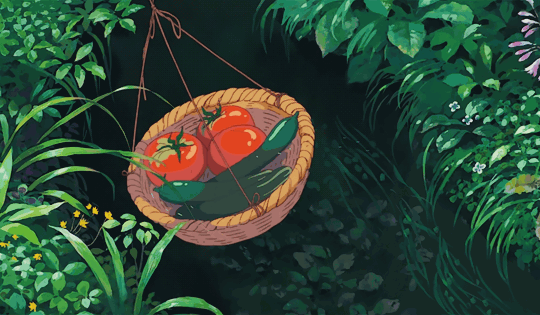a vegetable basket in a garden gently waving in the wind